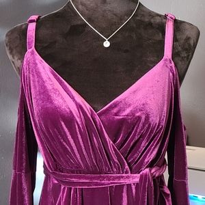 💜Torrid Purple Velvet Cold Shoulder Dress NWOT